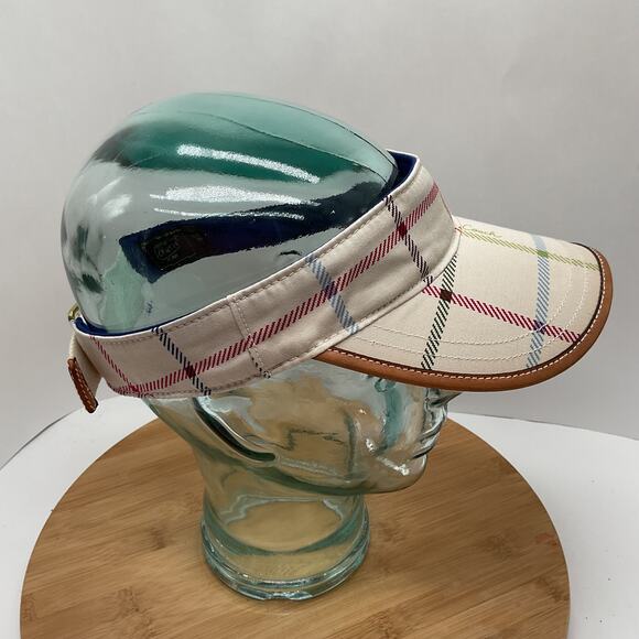 Coach Signature Multicolor Window Pane Cloth Buckle Sun Visor - Picture 2 of 6